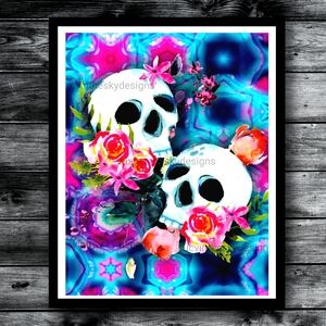 "The Lovers" Vibrant Abstract Art Print in Pinks & Blues Unique Love Decor